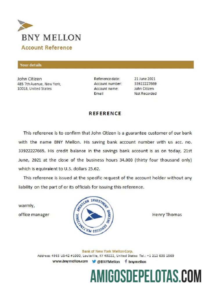Referência do BNY Mellon dos EUA amostra